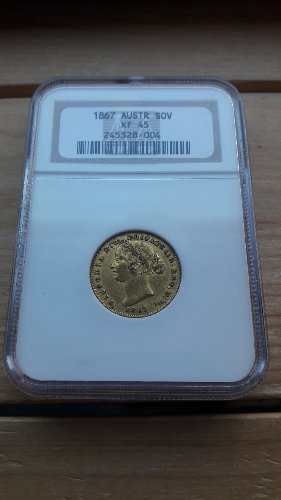 1867년 호주 Victoria 1소버린 NGC XF45 금화