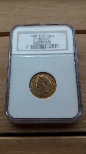 1870년 호주 Victoria 1소버린 NGC AU50 금화