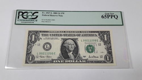 2001년 미국 1달러 LT기호 샌프란시스코 L00211200E 4봉 PCGS 66PPQ 미사용 레이더 화폐
