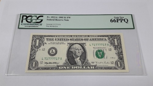 1995년 미국 1달러 샌프란시스코 L 71777717 X PCGS 66PPQ 미사용 4봉 레이더 화폐