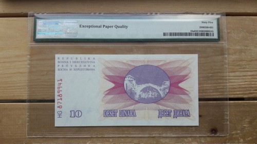 1992년 보스니아헤르체코비나 10디나르 PMG 65 미사용 화폐