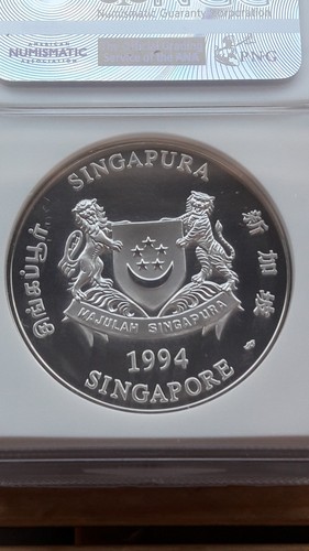 1994년 싱가포르 피에포르 개의해 기념 2oz NGC PF68 프루프 은화