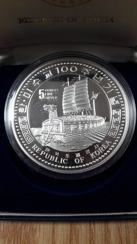 1987년 한국조폐공사 한미수교 100주년 5oz 대형 은메달