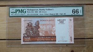 2004년 마다가스카르 500아리아리 PMG 66 미사용 화폐