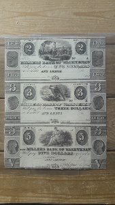 1830&#039;s ANN ARBOR MICHIGAN $2, $3,$5 SHEET  BANK WASHTENAW NOTES UNC 미사용 화폐