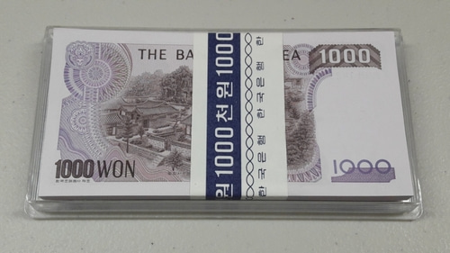 1983년 한국은행 2차 1000원 머서러 ​1423241 레이더번호 포함 100장 미사용 화폐 다발
