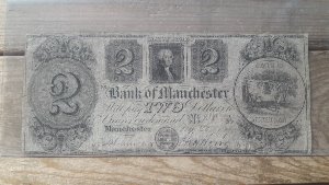 1837 BANK OF MANCHESTER, MICHIGAN TWO DOLLARS $2 NOTE F(보품) 화폐