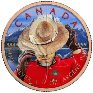 2017년 캐나다 메이플 연방 정부 경찰 1oz 색채 금도금 은화